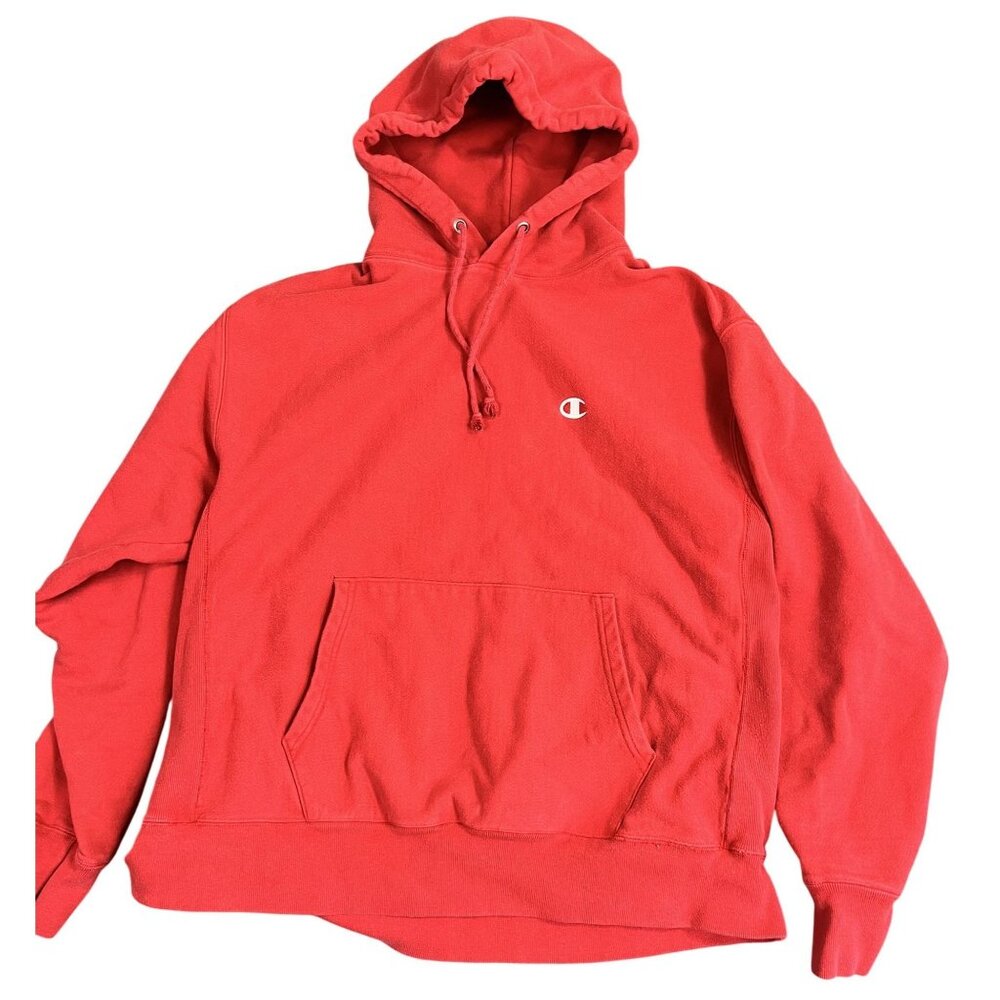 Champion Reverse Weave Red Pullover Hoodie X-Large Embroidered Logo